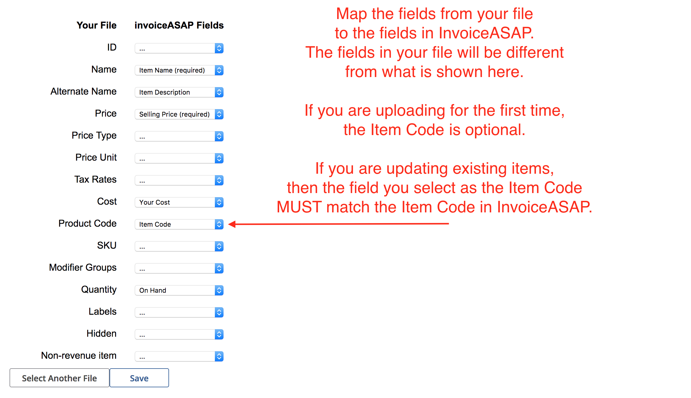 Web Dashboard: Import Products List – InvoiceASAP Support
