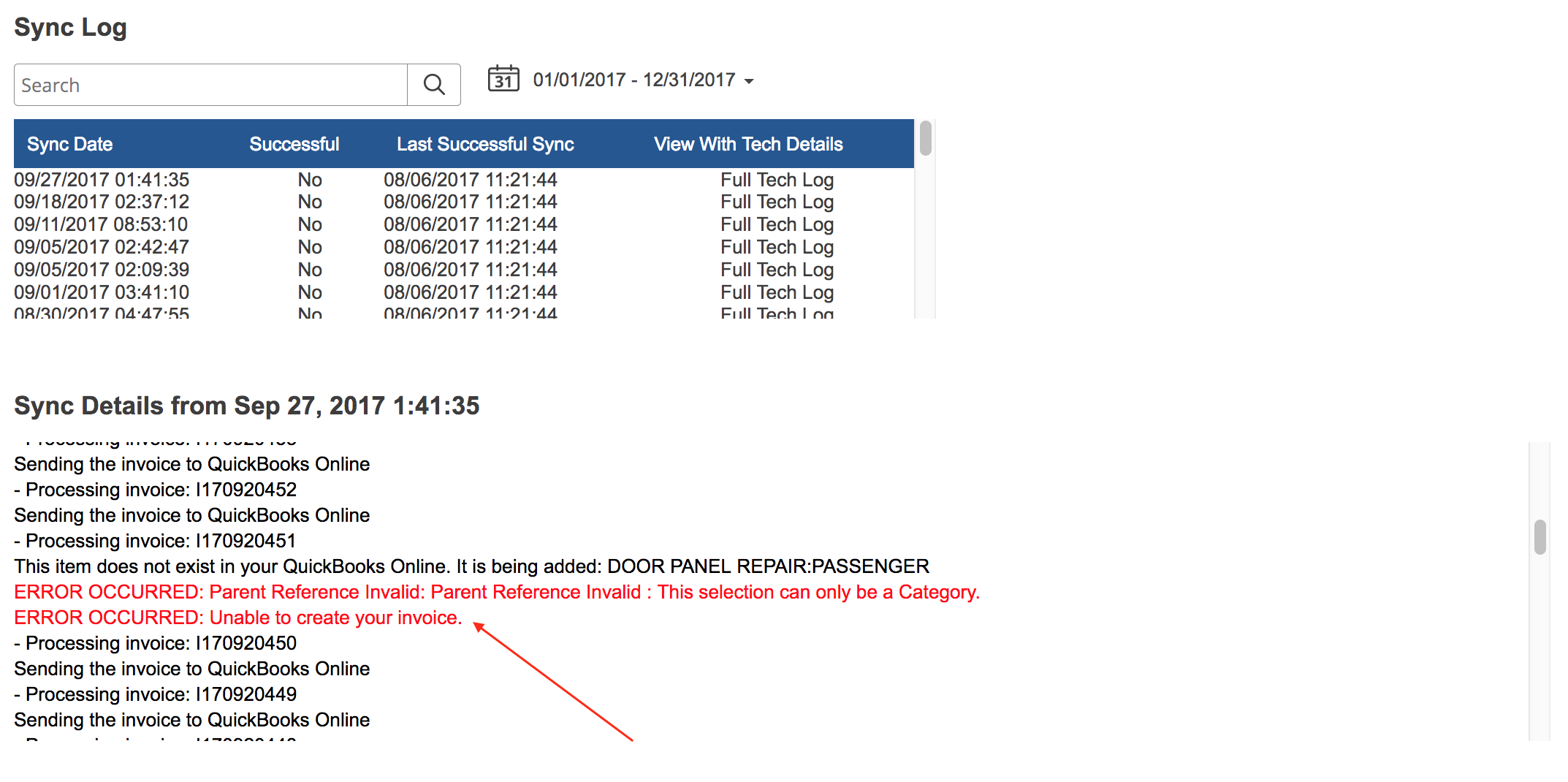 Web Dashboard: Viewing The QuickBooks Online Sync Log – InvoiceASAP Support