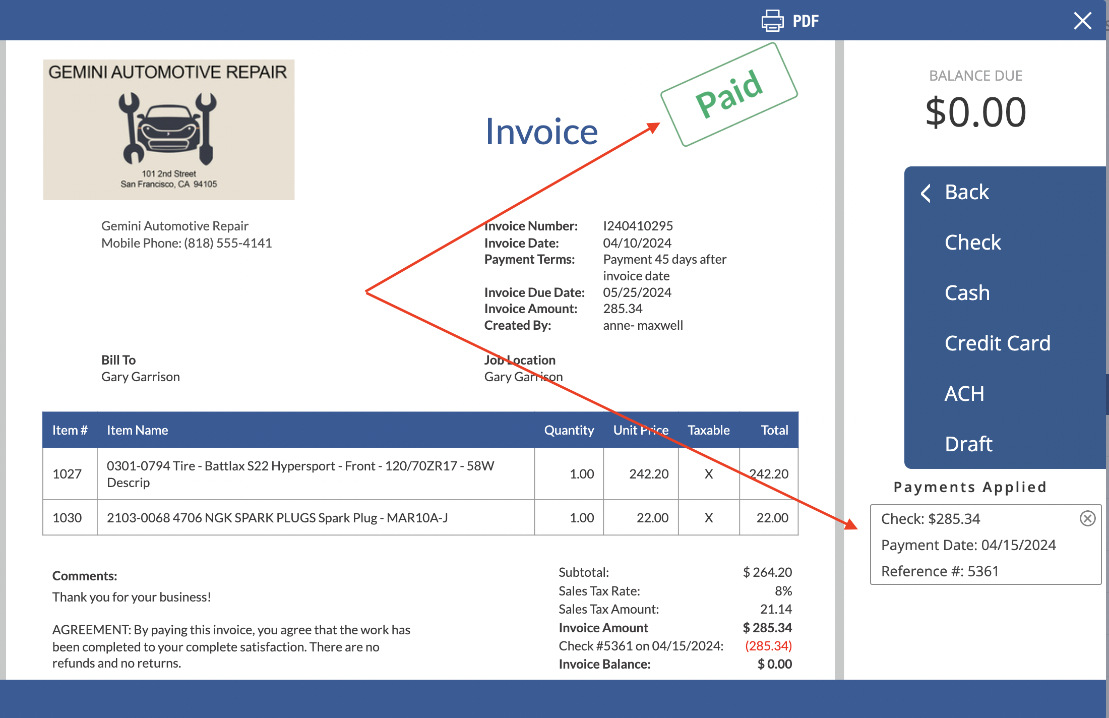 Web Dashboard: Take A Check Payment – InvoiceASAP Support