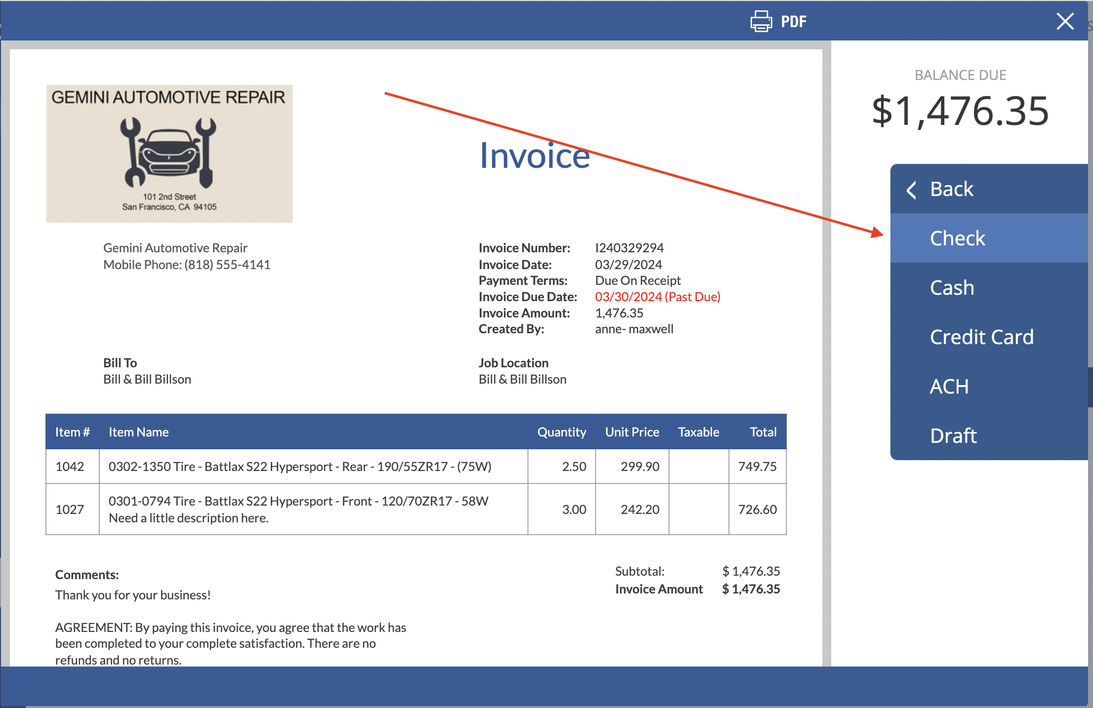 Web Dashboard: Take A Deposit/Partial Check Payment – InvoiceASAP Support