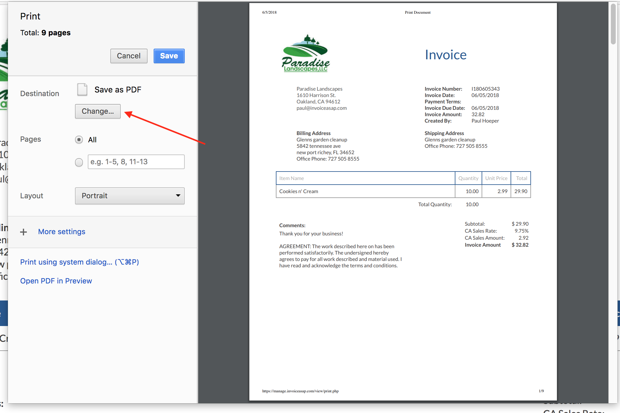 Web Dashboard: Print An Invoice As A PDF – InvoiceASAP Support