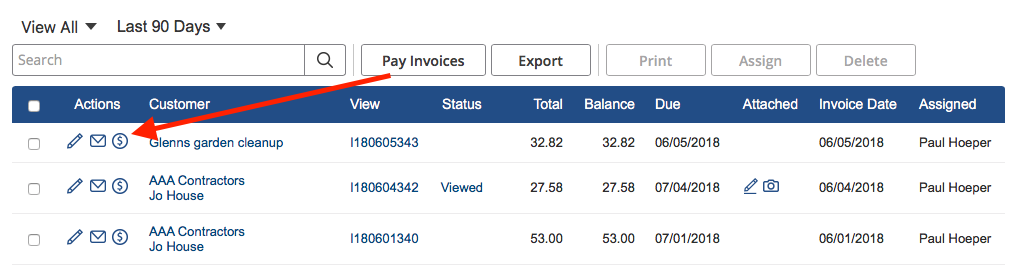 Web Dashboard: Take Deposit/Partial Cash Payment – InvoiceASAP Support