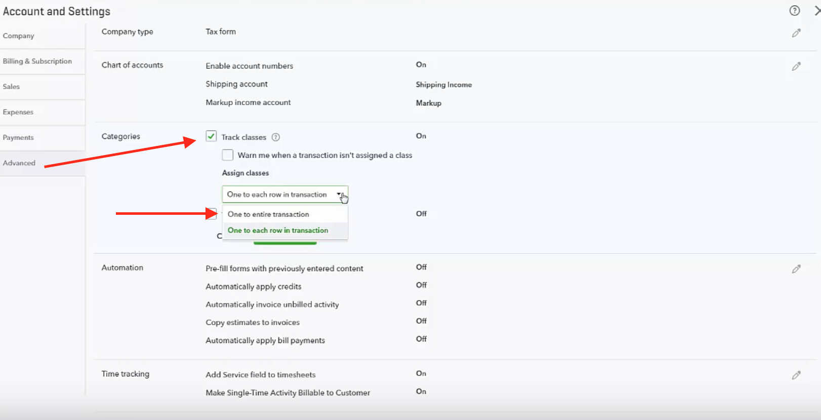 QBO Enable Class Tracking InvoiceASAP Support
