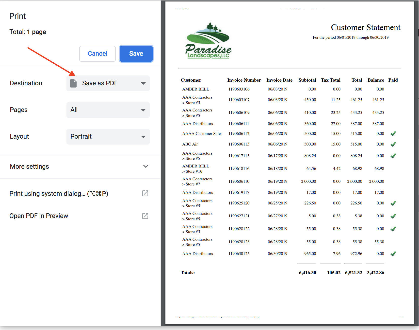  Dashboard Print a Customer Statement InvoiceASAP Support