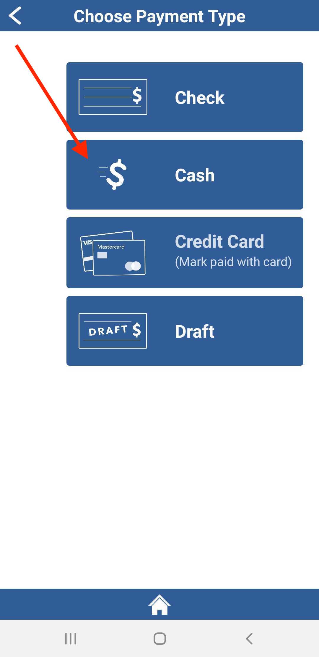 Invoice with check mark and cross sign on mobile phone screen